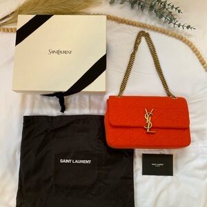 Saint Laurent Orange Jamie Jersey Medium Shoulder Bag